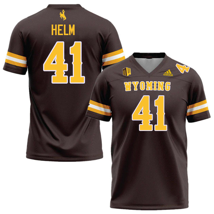 Wyoming Cowboys #41 Gavyn Helm College Football Jerseys Stitched-Brown